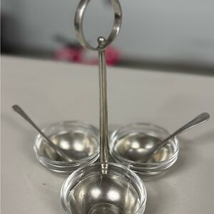 Arte Italica Pewter Condiment Server with Glass Bowls